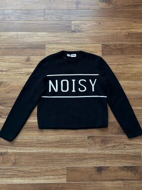 Noisy May Black "Noisy" Graphic Crewneck Sweater – Size S / Small